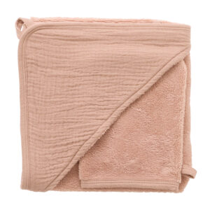 CAPE DE BAIN + GANT EN BAMBOU & GAZE